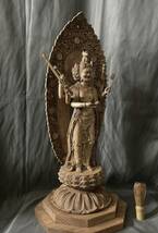 大型高62cm 井波彫刻　仏教工芸品　総楠製　極上彫　木彫仏像　馬頭観音菩薩立像_画像6
