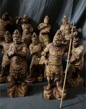 総柘植材 精密細工 古美術 時代木彫 仏教美術 薬師12神将像一式_画像2