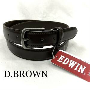 新品 EDWIN 6 濃茶　エドウィン メンズ ベルト 革 カジュアル ニッケルフリー　LWG認証レザー