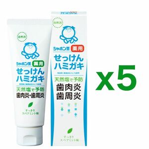 【５個セット】シャボン玉 薬用せっけんハミガキ 80g｜歯周病予防 薬用歯磨き粉｜無添加