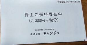 キャンドゥ 株主優待券 2000円 期限 2024/11/30