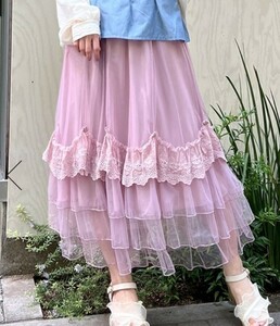 新品タグ付アクシーズファムローズ付ドレープチュールスカート