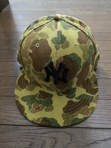 未使用品 newera 59FIFTY ニューヨークヤンキース コーデュロイ 迷彩 ベースボールキャップ 7 5/8 60.6㎝ 