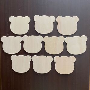 コースター白木⑨ 10枚セット くま ハンドメイド トールペイント♪