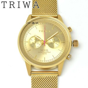 新品 TRIWA トリワ 腕時計 ネヴィル ゴールド×ピンク文字盤 メンズ メッシュベルト クロノグラフ クオーツ 北欧 未使用 箱あり
