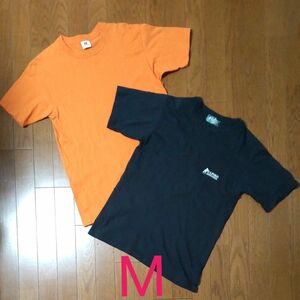 Tシャツ　M　Hanesオレンジ&U.S.POLO黒　2枚セット　綿100%