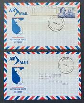 【ベトナム戦争】1970-71 オーストラリア軍用封筒使用例2通（クイーンズランド宛無料軍事便＋切手貼CTO宛先無し）_画像1