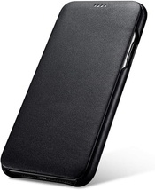 iCARER iPhone XR 6.1インチ用本革 手帳型 ラグジュアリー レザー フリップケースCurved 黒_画像5