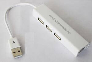 MacBook専用 USB2.0 Ethernet RJ45 and 3ポート HUB USBハブ付 有線LANアダプタ