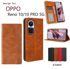 オッポ OPPO Reno 10/10 PRO 5G用本革風 高級PUレザー TPU 手帳型 保護ケース スタンド機能マグネット付 赤