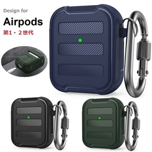 AhaStyle AirPods 第3世代用保護 ケース 硬質TPU 保護カバー 耐衝撃 紛失防止 保護ケース エアポッズ カラビナ フック付 紺