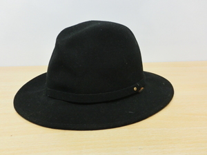 12225PSZ◎STETSON ステットソン マニッシュ ハット 帽子 黒・ブラック 毛100％ 59㎝◎中古