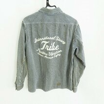 ☆STUSSY/ステューシー ヒッコリー/バックロゴ刺繍 長袖ワークシャツ L /000_画像2