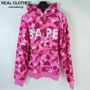 ☆ A BATHING APE/アベイジングエイプ スワロフスキー カモ ジップアップパーカー/M /060