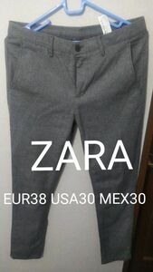 ZARA パンツ グレー 柔らか生地 綿パン EUR38 USA30 ザラ 秋冬カラー 