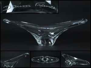 【奇】西洋美術 DAUM FRANCE ドーム フランス クリスタル ガラス センターピース ボウル フラワーベース オブジェ 花瓶 花器 美術品 A