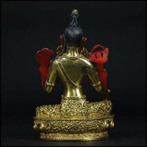 【奇】仏教美術 チベット 密教 金銅仏 古銅 銅製 塗金 鍍金 多羅菩薩 ターラー 度母 仏像 佛像 時代物 骨董品 古美術品 B_画像5