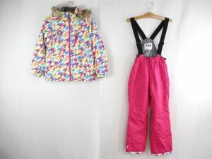 良品 フィラ FILA スキーウェア セットアップ ジャケット パンツ 150cm マルチカラー ジュニア 女の子