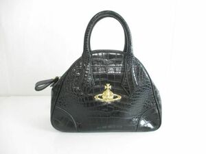 中古 ヴィヴィアンウエストウッド VivienneWestwood レディース ハンドバッグ クロコダイル 型押し ブラック