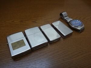 ZIPPO ジッポ オイルライター 4個・SEIKO セイコー メンズ腕時計 1本セット【現状品・ジャンク品扱い】