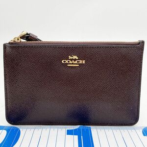 COACH コーチ リストレット ポーチ PVC こげ茶