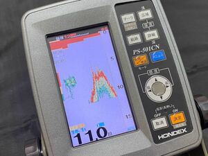 ☆ 良品！HONDEX PS-501CN PSシリーズ 4.3型 ワイドカラー液晶GPS内蔵ポータブル魚群探知機 乾電池駆動 ☆