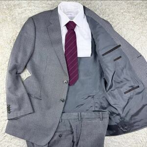 A41 極希少XXL!!! アルマーニコレッツォーニ『覇王の一撃』ARMANI COLLEZIONI スーツ 56 3L 総柄 セットアップ T LINE 最高級◎グレー 秋冬