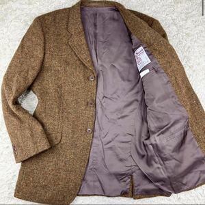 A5 ポールスミスロンドン『幻の逸品』Paul Smith LONDON テーラードジャケット M ハリスツイード Harris Tweed ウール100% ブラウン 秋冬