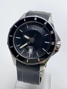T833 Calvin Klein カルバンクライン 腕時計 K2W21X クオーツ 黒文字盤 ラバー 動作確認済み