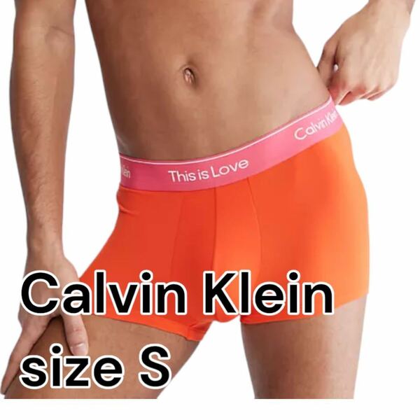 新品　Calvin Klein カルバンクライン　ボクサーパンツ　ローライズ　オレンジ　ロゴ　S ウエストロゴ ボクサーパンツ 下着