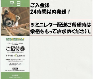 【平日】即発送＆複数枚対応OK 伊豆 シャボテン 動物公園 シャボテンリゾート 株主優待 中学生以上の大人2名 入場券 2024/6/30まで