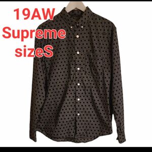 Supreme シュプリーム19AW Monogram L S Shirt 総柄 長袖シャツ collarブラックsizS