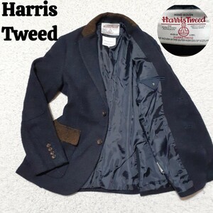 Harris Tweed ハリスツイード テーラードジャケット セブンデイズサンデー ネイビー ブラウン 切替し 希少 人気色 ウール ツイード Mサイズ