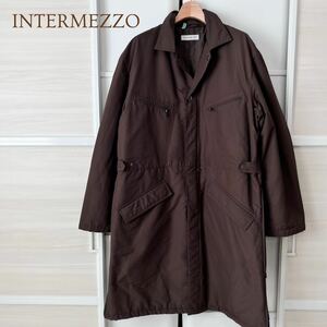 【クリーニング済】インターメッツォ INTERMEZZO 中綿 ステンカラーコート レナウン 秋冬 高品質 高機能 アウター ブラウン L 紳士 A5116