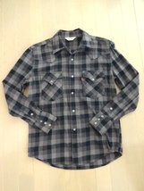 送料520円★リーバイス ブロックチェックシャツ 黒×灰 M 長袖シャツ★Levi's ウエスタンシャツ ネルシャツ★バッファローチェック_画像3