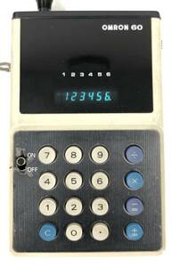 通電OK OMRON オムロン 蛍光管電卓 電子計算機 TYPE60 ACアダプター付き 6桁 電卓 昭和レトロ 中古品 ジャンク品