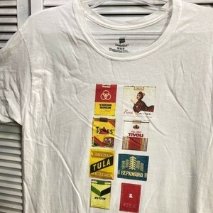 1スタ 白 Tシャツ タバコ パッケージ 煙草 レトロ 半袖 90s 00s VZA ビンテージ アメリカ 古着 ベール 卸 仕入れ