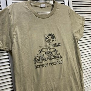 1スタ 茶色 DJ Tシャツ ナーバスレコード nervous records 半袖 90s 00s YEV ビンテージ 古着 ベール 卸 仕入れ