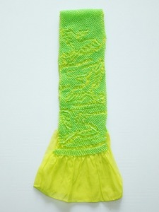ナイロン絞り子供用帯あげ J7120-08 訳あり 送料無料 七五三用帯揚げ 黄緑色の絞り柄です