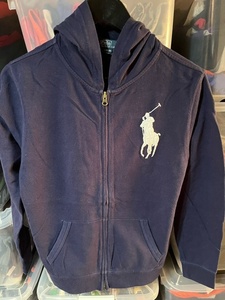 BS-16★USA古着 レディース　Polo Ralph Lauren ジップパーカー　Ｌ ネイビー