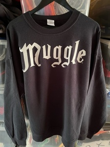 SW-56★USA古着 Muggle 梵字 プリントスエット XL 黒 GILDAN