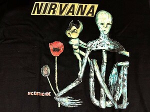 BT-11-L★新品未使用!!デッドストック★NIRVANA ニルヴァーナ Tシャツ against★INCISTICIDE バンドTシャツ 黒 L★送料無料!!