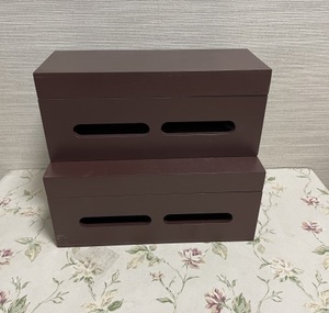 木製　ケーブルボックス　タップコード収納ボックス２個セット　美品