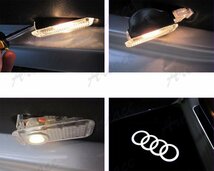 新設計/褪色無 Audi ガラスレンズ搭載 アウディ カーテシ ウェルカム ライト LED ドアランプ 純正交換タイプ 左右2個セット WED_画像7