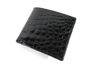 【JRA】クロコダイル 二つ折り メンズ 財布 シャイニング ブラック 未使用品