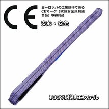 CE規格品 ベルトスリング ナイロンスリング 幅25mm×2m ストレート吊1T [4本セット] 両端アイ型 吊りベルト 荷吊 運搬 牽引/18п_画像2