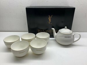 YSL　イブサンローラン　茶器セット　白　カップティーポットおしゃれ　未使用品　箱付