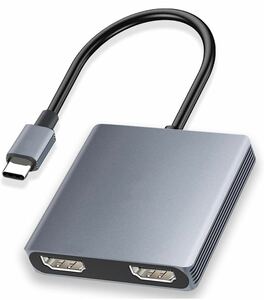 USB C HDMI 変換アダプター デュアル Type-C マルチディスプレイアダプタ 3画面 拡張/複製 4K映像出力 USB HDMI 2ポートデュアルモニター