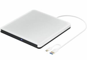 外付けCD DVD ドライブUSB 3.0+Type-c ポータブル CD/DVDドライブ/DVD プレーヤー 再生 プレーヤー 読み込み 書き込み対応