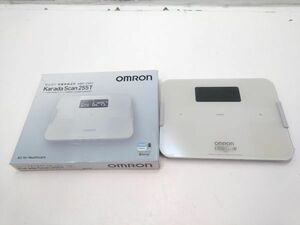 ◇美品 OMRON オムロン HBF-255T 体重体組成計 カラダスキャン ホワイト 1215E1A @80 ◇